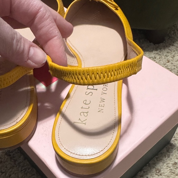 NEW WITH BOX Kate Spade Yellow Perforated Slingback Heels - Picture 7 of 15